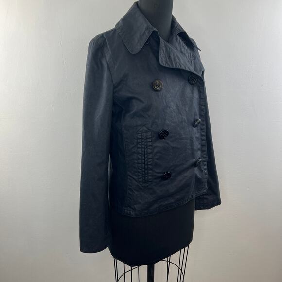 RUGBY RALPH LAUREN Waxed Navy Blue Double Breasted Decorative Button Jacket S - Picture 4 of 10